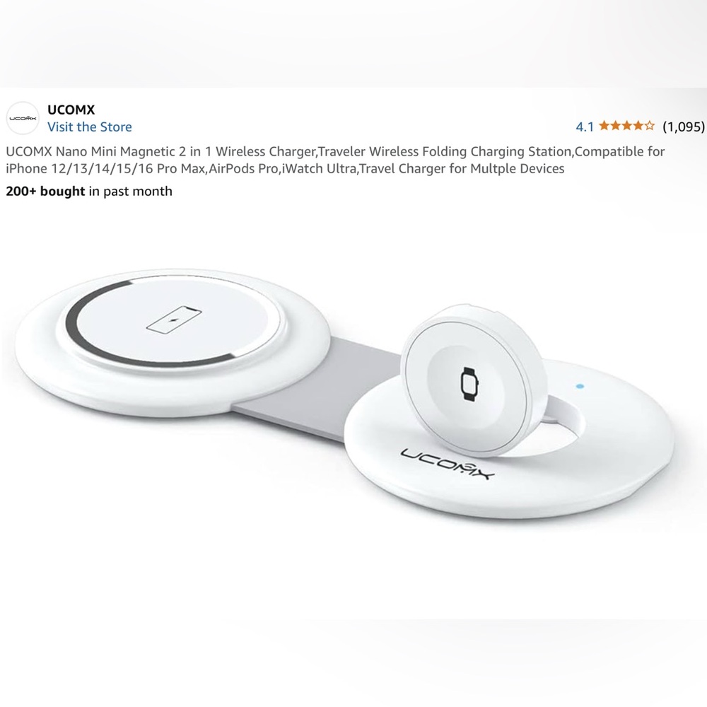 IPHONE AND APPLE WATCH 2-in-1 NANO MINI MAGNETIC WIRELESS CHARGER